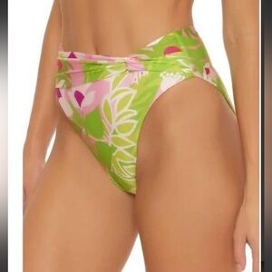 Trina Turk Bottoms La Palma High Waisted Hipster Pink & Green Floral  12 NWT